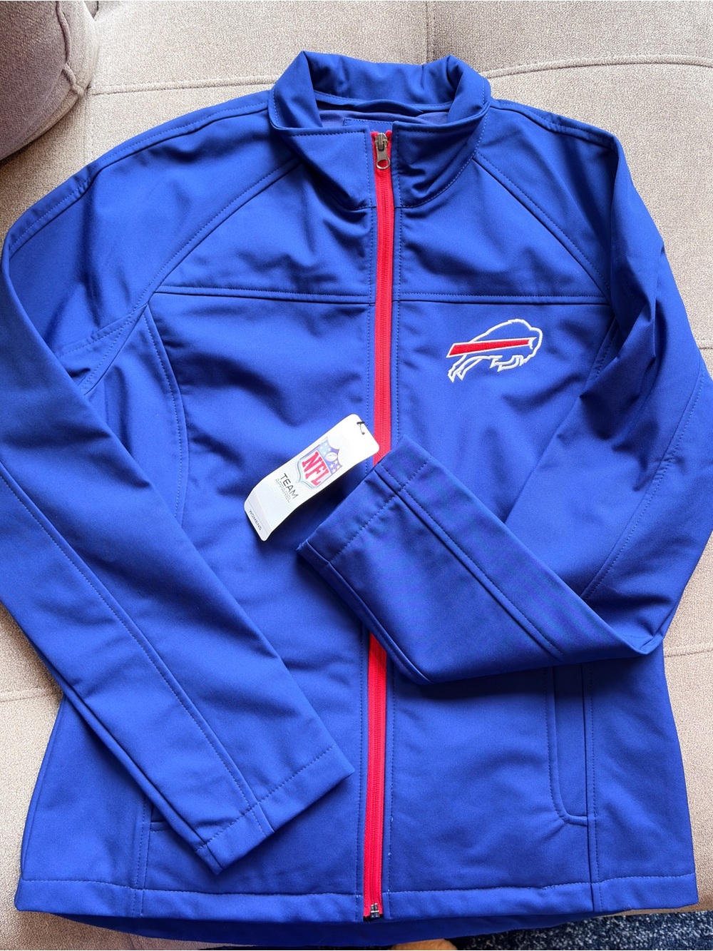 NFL Royal Blue Full-Zip Jacket with Red Accent and Team Patch